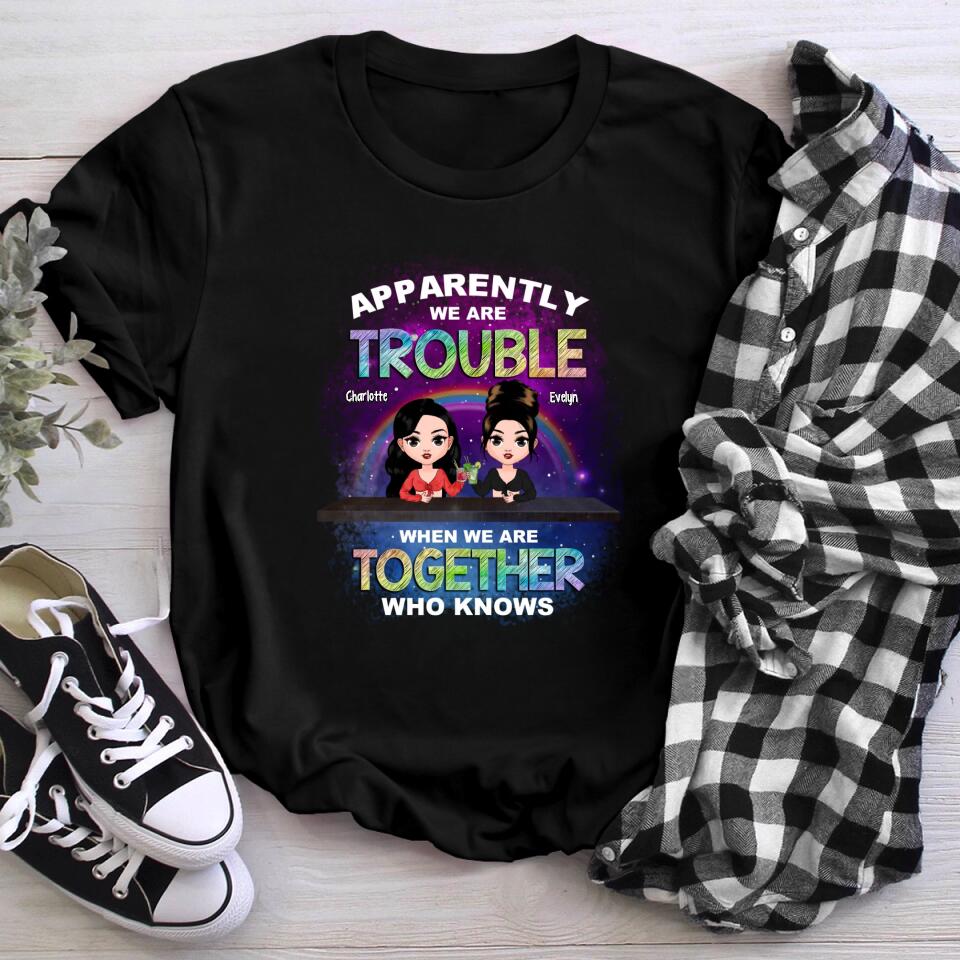 Personalized Besties Sisters Siblings Trouble Together XR2703002YS T-Shirt