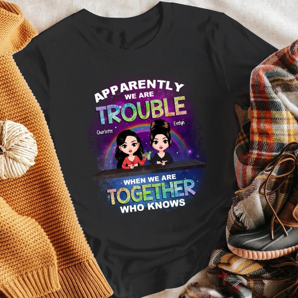 Personalized Besties Sisters Siblings Trouble Together XR2703002YS T-Shirt