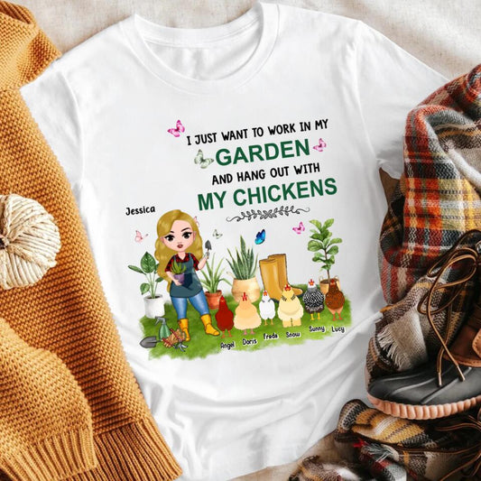 Personalized Work In My Garden And Hangout With Chickens XR2303004YS T-Shirt