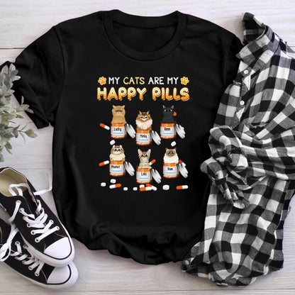 Personalized My Cats Are My Happy Pills Cat NI2803001YR T-Shirt