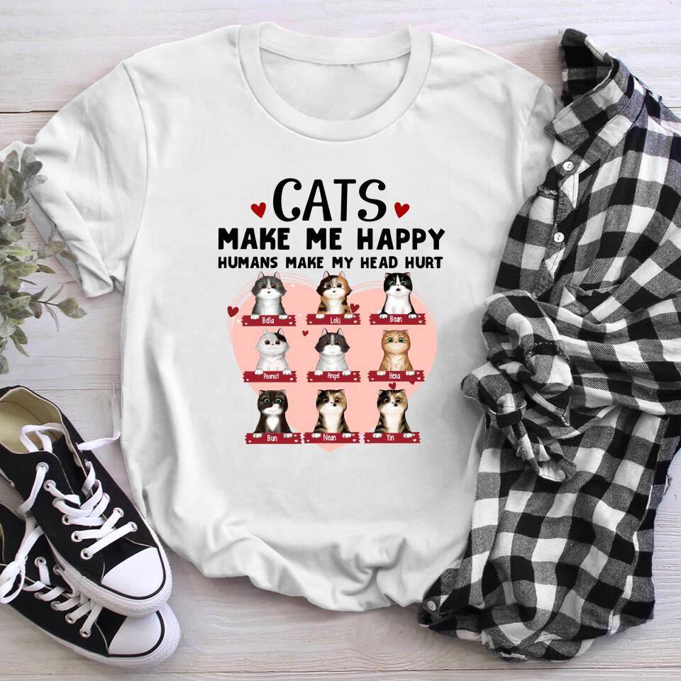 Personalized Cats Make Me Happy Humans Make My Head Hurt YR2803004XC T-Shirt