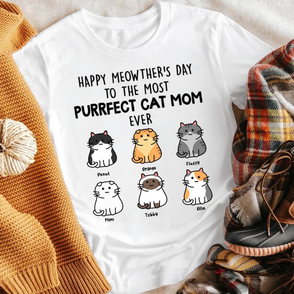 Personalized Purrfect Cat Mom T-Shirt