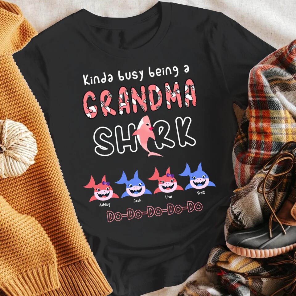 Personalized Grandma Busy Being Grandma Shark XR2803004XY T-Shirt