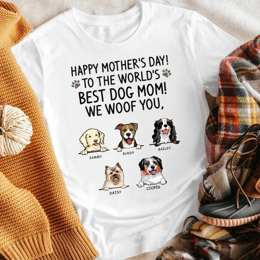 Personalized Best Dog Mom I Woof You T-Shirt