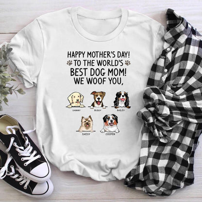 Personalized Best Dog Mom I Woof You T-Shirt