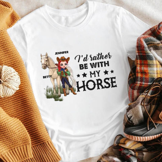 Personalized I'd Rather Be With My Horse T-Shirt