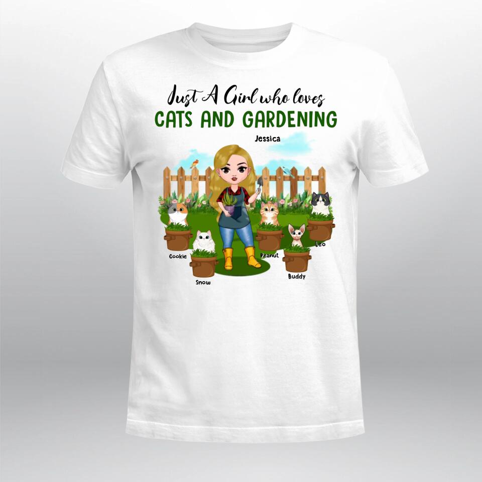 Personalized Just A Girl Who Loves Cat And Gardening XR0304001YS T-Shirt