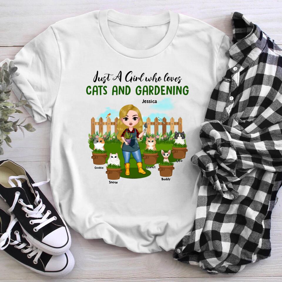 Personalized Just A Girl Who Loves Cat And Gardening XR0304001YS T-Shirt