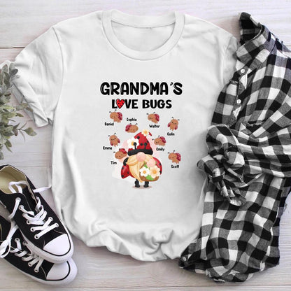 Personalized Red Gnome Grandma Mom Loves Lovely Bug Kids XR0604003XY T-Shirt