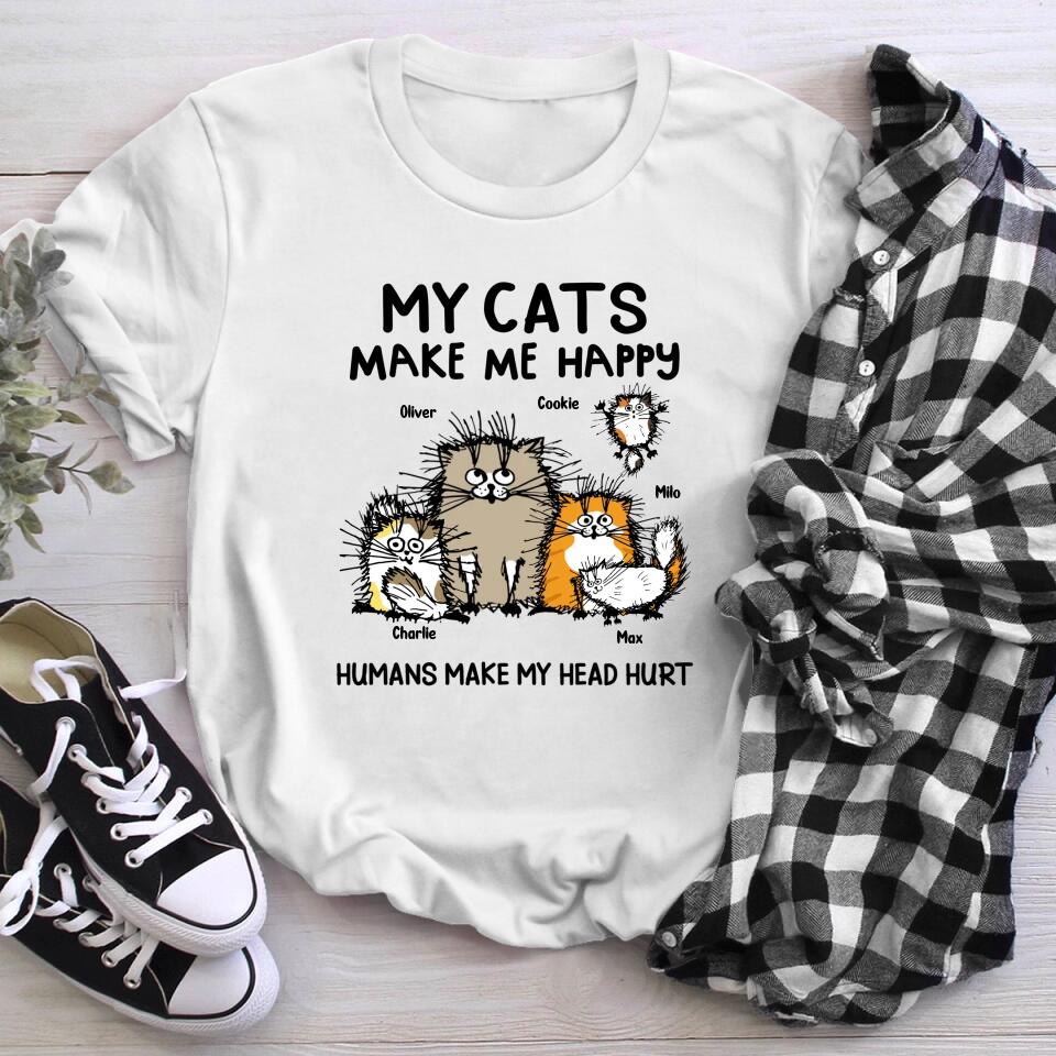 Personalized Cats Make Me Happy NI0604005XR T-Shirt