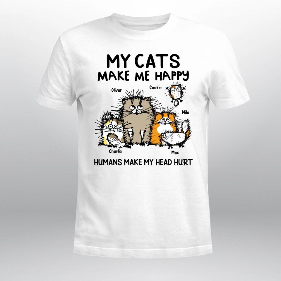 Personalized Cats Make Me Happy NI0604005XR T-Shirt