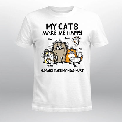 Personalized Cats Make Me Happy NI0604005XR T-Shirt