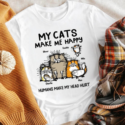 Personalized Cats Make Me Happy NI0604005XR T-Shirt