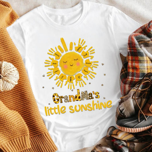 Personalized Cute Grandma Auntie Mom Sun With Handprint Little Sunshine Kids XR0704001YS T-Shirt