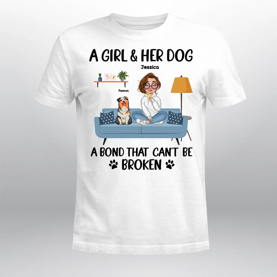 Personalized A Girl And Her Dog XR0704003YS T-Shirt