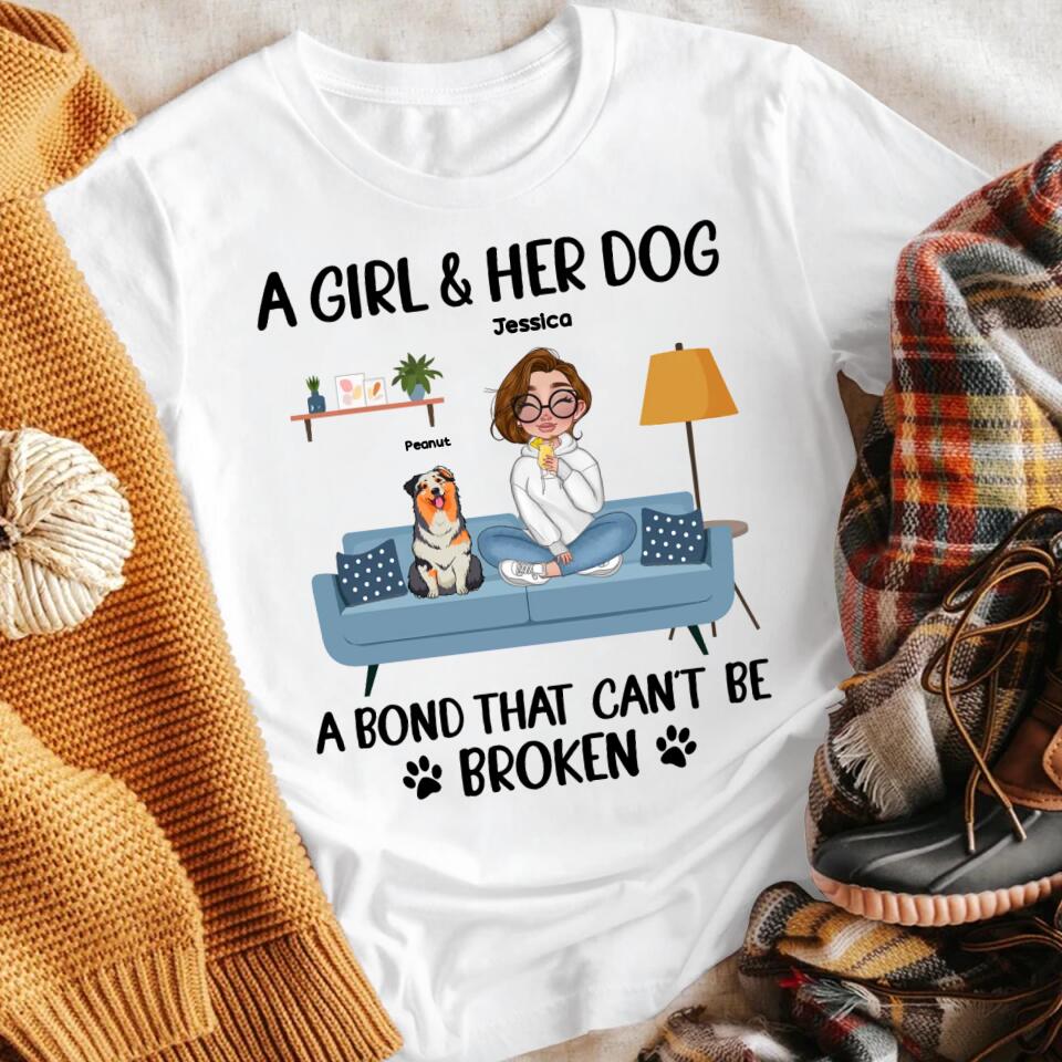 Personalized A Girl And Her Dog XR0704003YS T-Shirt