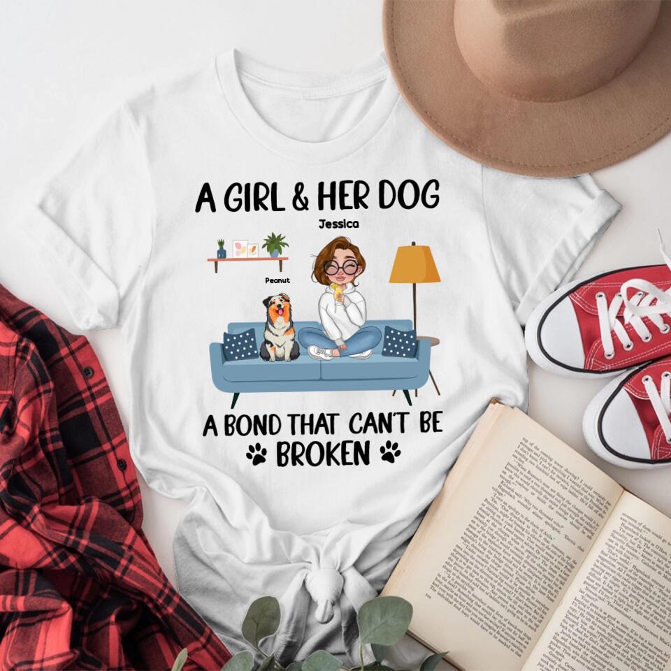 Personalized A Girl And Her Dog XR0704003YS T-Shirt