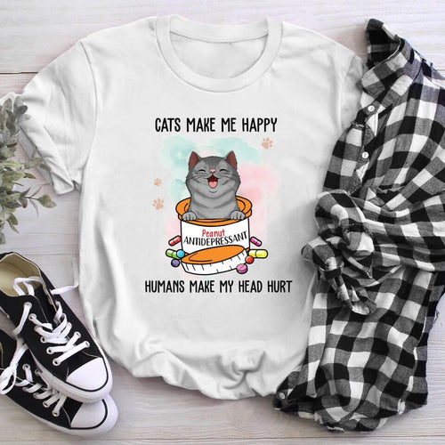 Personalized Cats Make Me Happy NI1004002YR T-Shirt