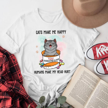 Personalized Cats Make Me Happy NI1004002YR T-Shirt