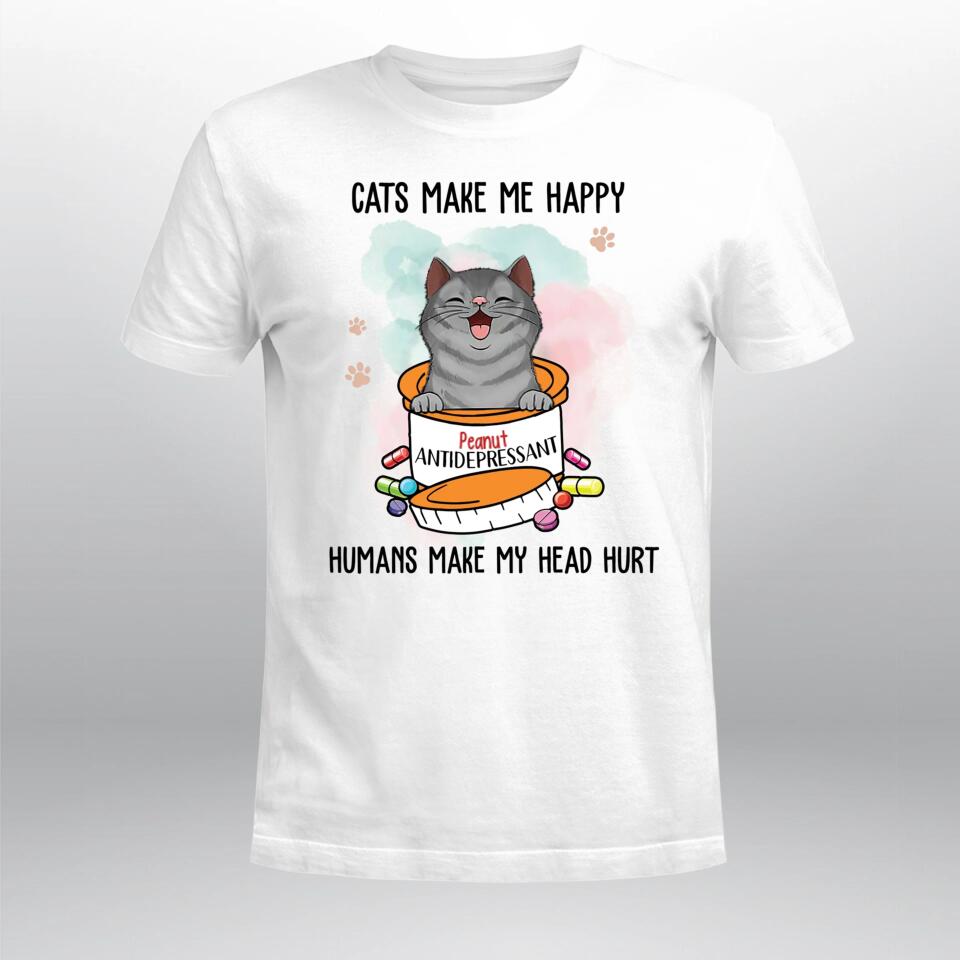 Personalized Cats Make Me Happy NI1004002YR T-Shirt