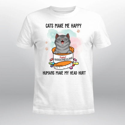 Personalized Cats Make Me Happy NI1004002YR T-Shirt