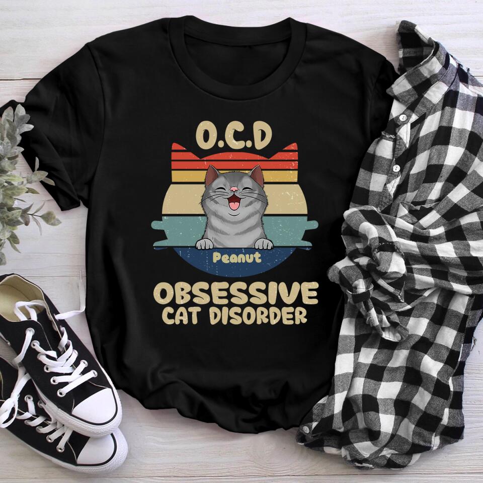 Personalized O.C.D Obsessive Cat Disorder Vintage Cat Head Symbol NI10040001YR T-Shirt