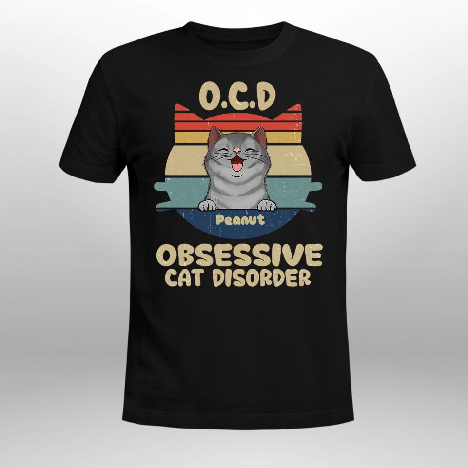 Personalized O.C.D Obsessive Cat Disorder Vintage Cat Head Symbol NI10040001YR T-Shirt