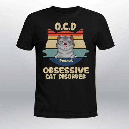 Personalized O.C.D Obsessive Cat Disorder Vintage Cat Head Symbol NI10040001YR T-Shirt