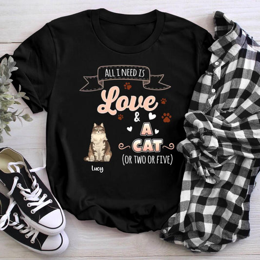 Personalized All I Need Is Love And Cats T-Shirt