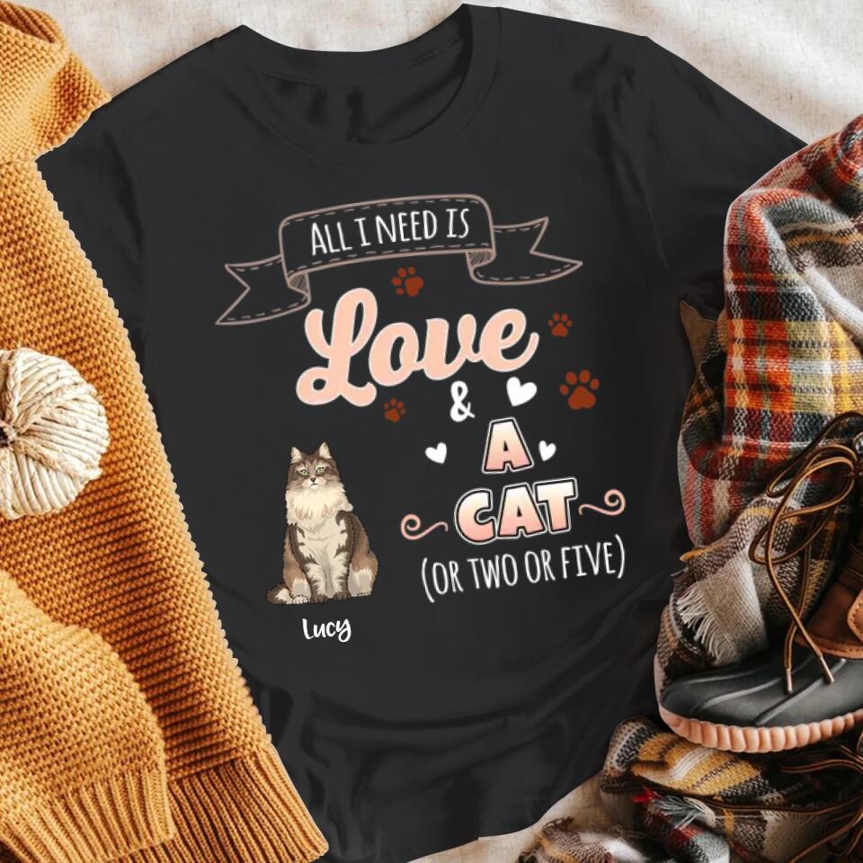 Personalized All I Need Is Love And Cats T-Shirt