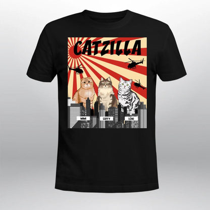 Personalized Catzilla Sunrise Background T-Shirt