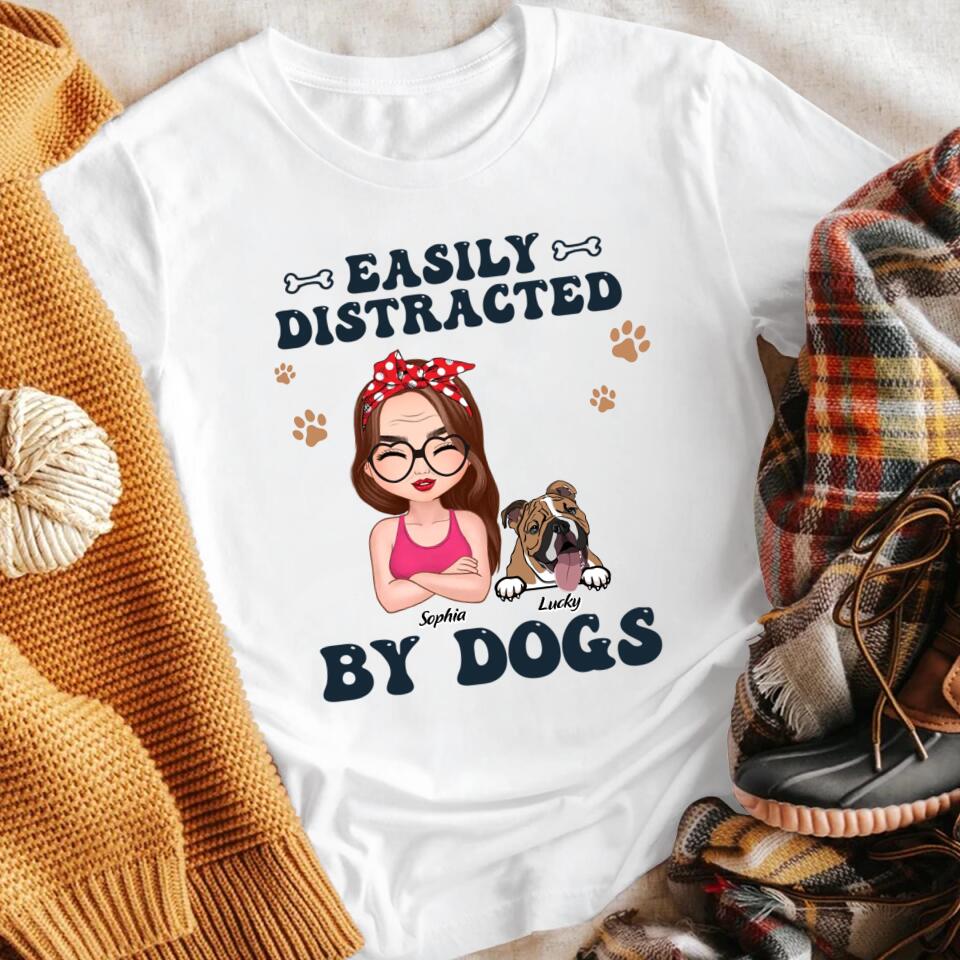 Personalized Easily Distracted By Dogs NI1204002YR T-Shirt