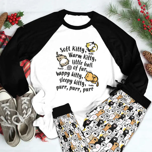 Personalized Soft Kitty Warm Kitty Cat XR0504002YS Pajama Set