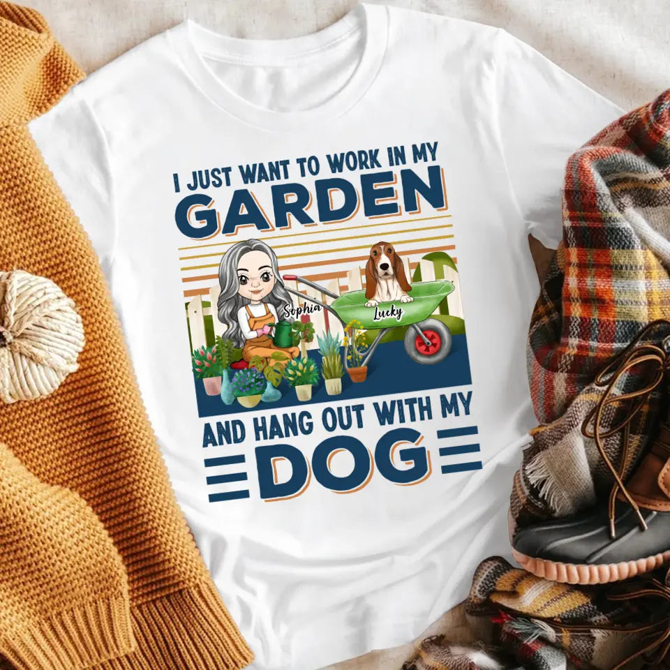 Personalized I Just Want To Work In My Garden And Hang Out With My Dog YR1404002XC T-Shirt