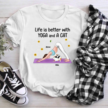 Personalized Life Is Better With Yoga And A Cat NI1704006YR T-Shirt