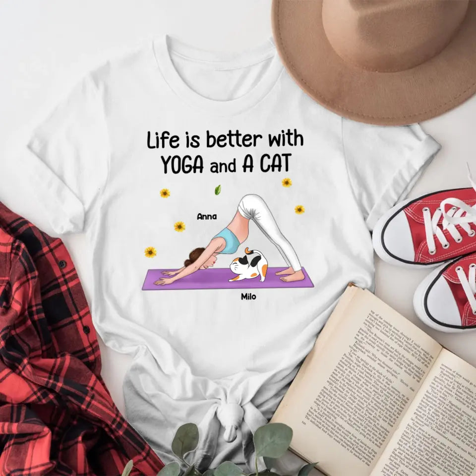 Personalized Life Is Better With Yoga And A Cat NI1704006YR T-Shirt