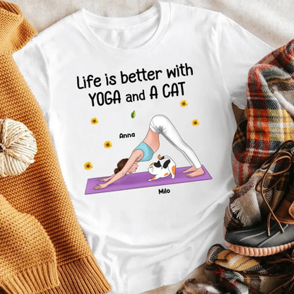 Personalized Life Is Better With Yoga And A Cat NI1704006YR T-Shirt