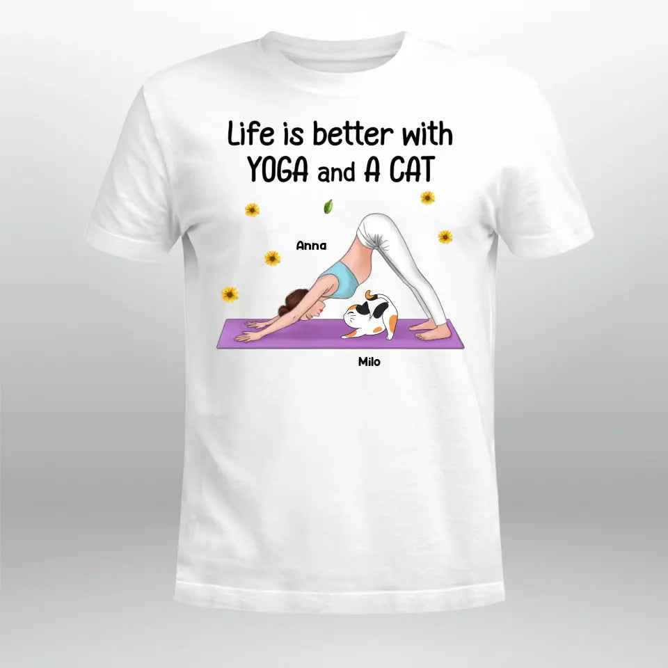 Personalized Life Is Better With Yoga And A Cat NI1704006YR T-Shirt