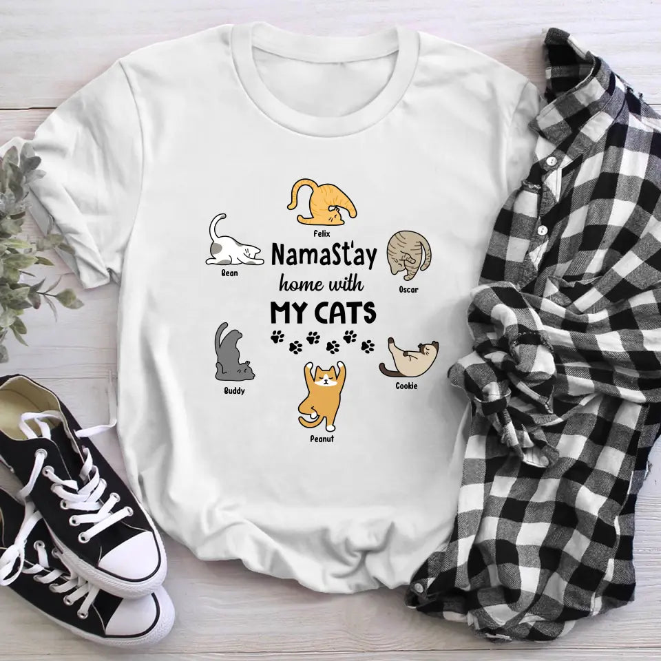 Personalized Namastay Home With My Cats XR1404010YS T-Shirt