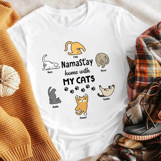 Personalized Namastay Home With My Cats XR1404010YS T-Shirt