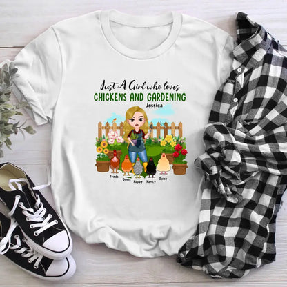 Personalized Girl Loves Chicken And Gardening XR1303005YS T-Shirt