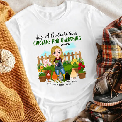 Personalized Girl Loves Chicken And Gardening XR1303005YS T-Shirt