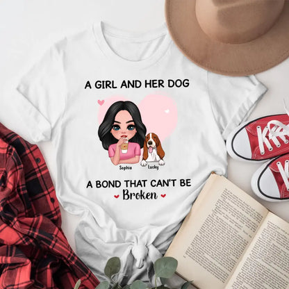 Personalized A Girl And Her Dog A Bond Can't Be Broken YR1004001XC T-Shirt