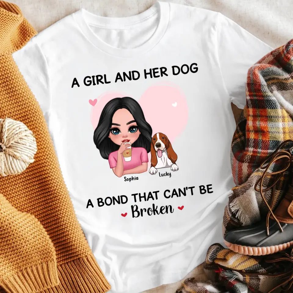 Personalized A Girl And Her Dog A Bond Can't Be Broken YR1004001XC T-Shirt