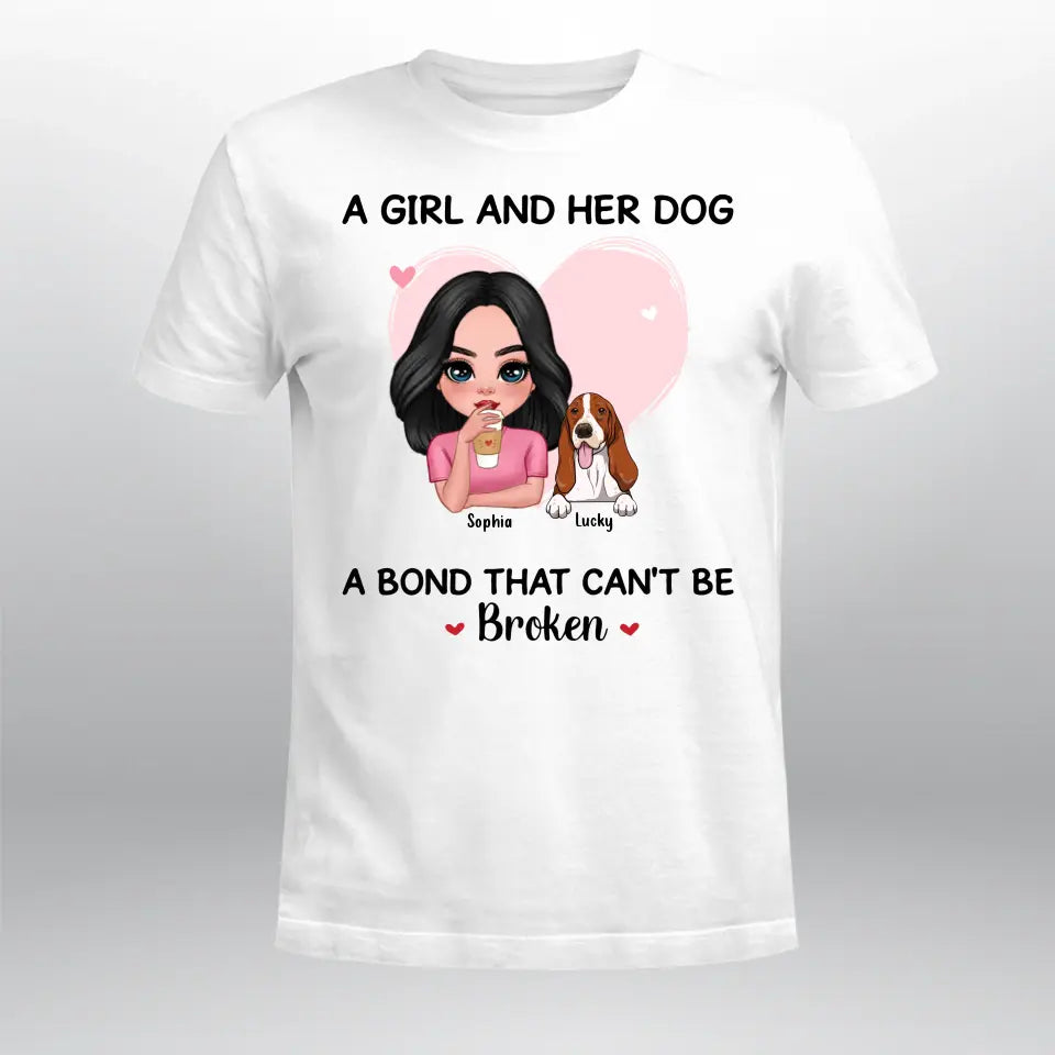 Personalized A Girl And Her Dog A Bond Can't Be Broken YR1004001XC T-Shirt