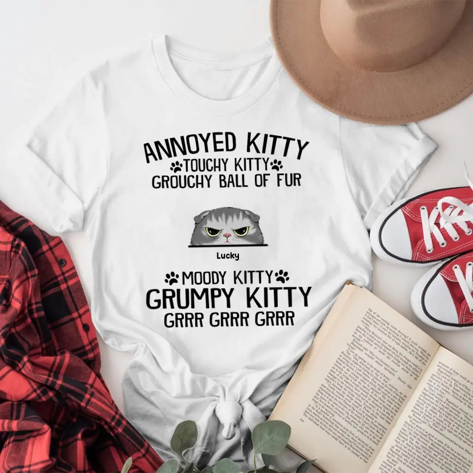 Personalized Annoyed Kitty Touchy Kitty Grouchy Ball NI1904002YR T-Shirt