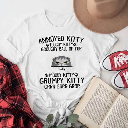 Personalized Annoyed Kitty Touchy Kitty Grouchy Ball NI1904002YR T-Shirt