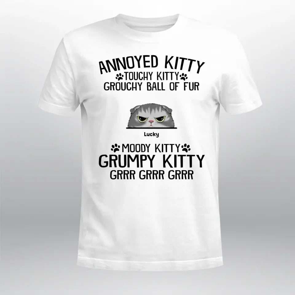 Personalized Annoyed Kitty Touchy Kitty Grouchy Ball NI1904002YR T-Shirt