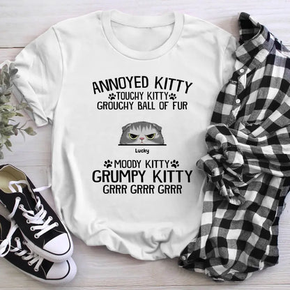 Personalized Annoyed Kitty Touchy Kitty Grouchy Ball NI1904002YR T-Shirt