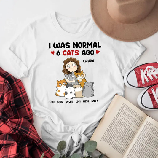 Personalized I Was Normal Cat Mom NI2004002YR T-Shirt